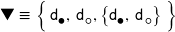 \textsf{\ding{116}} \equiv \left\{ \, \mathsf{d}_{\mdsmblkcircle}, \, \mathsf{d}_{\hspace{0.8pt} \mdsmwhtcircle}, \left\{ \mathsf{d}_{\mdsmblkcircle}, \, \mathsf{d}_{\hspace{0.8pt}\mdsmwhtcircle} \right\} \rule{0px}{12px} \right\}